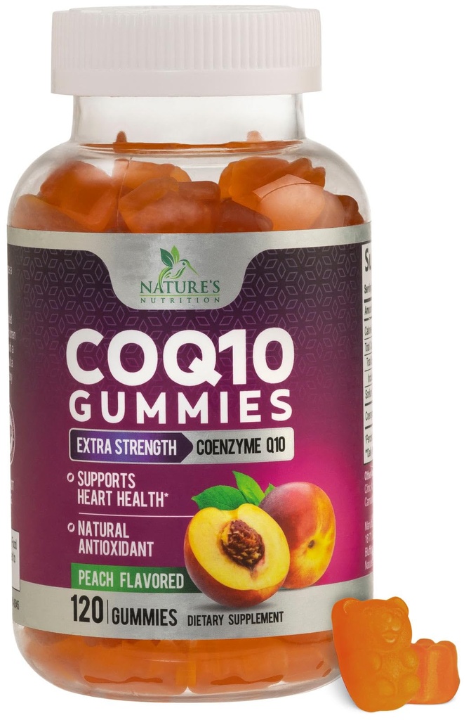 CoQ10 Gummies 100mg - 3X Strength, alta absorción, suplemento antioxidante para la producción de energía de la salud cardíaca, ultra coenzima Q10 Vitaminas, Coq 10 Suplementos, no GMO - 120 CoQ10 Gummies