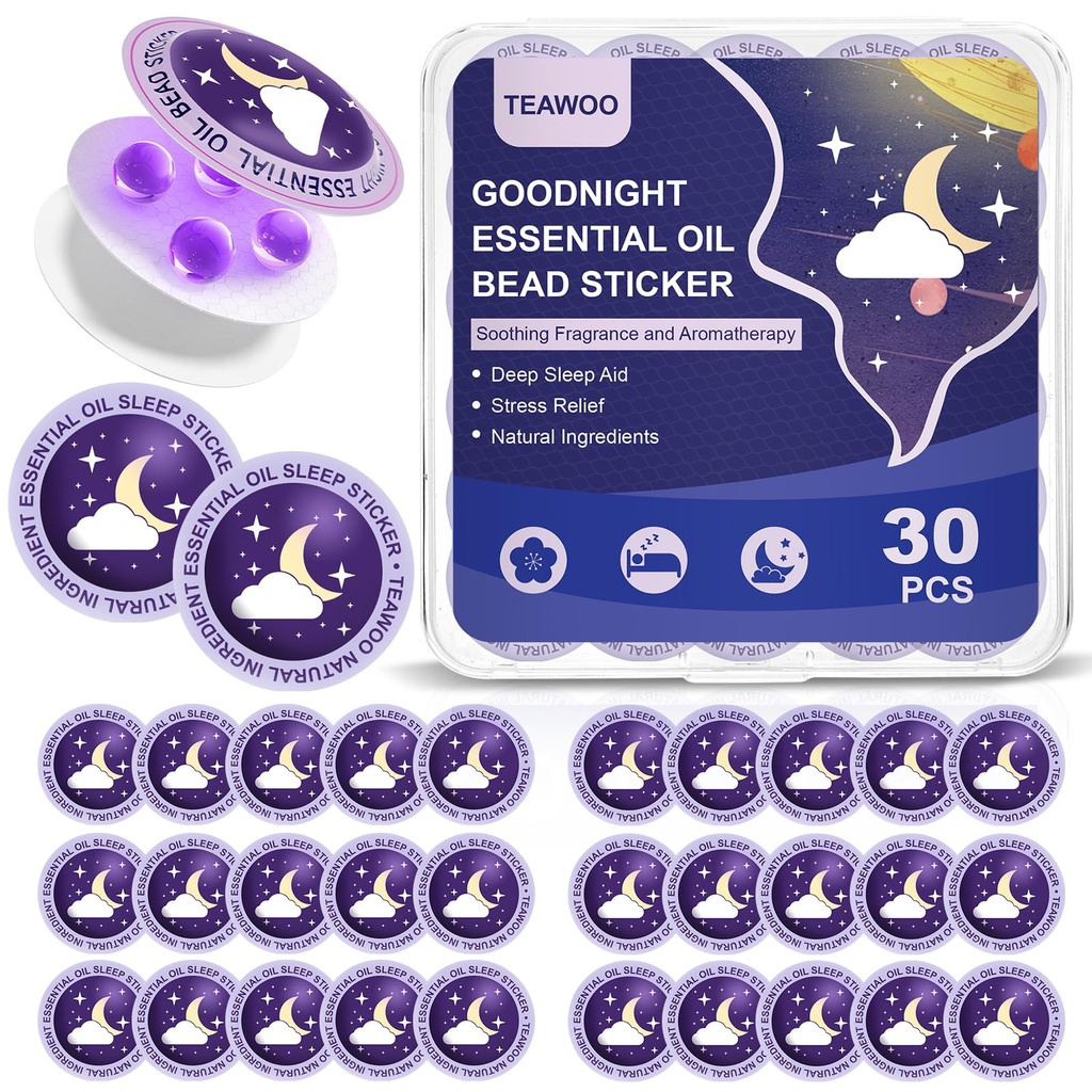 Patches para el sueño para adultos y niños, Goodnight Sleep Oil Bead Patches de Ayuda para el sueño (30 PCS, Servir hasta 120 noches), Fórmula de Sueño Dulce Actualizada con ingredientes vegetales 100% naturales