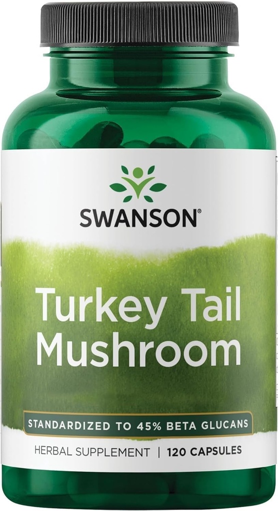 Swanson Turkey Tail Mushroom - Suplemento Herbal Promoción del Sistema Inmunitario " Salud Celular - Fórmula Natural Promoción de la Función del Hígado " Defensa - (120 cápsulas, 500 mg)