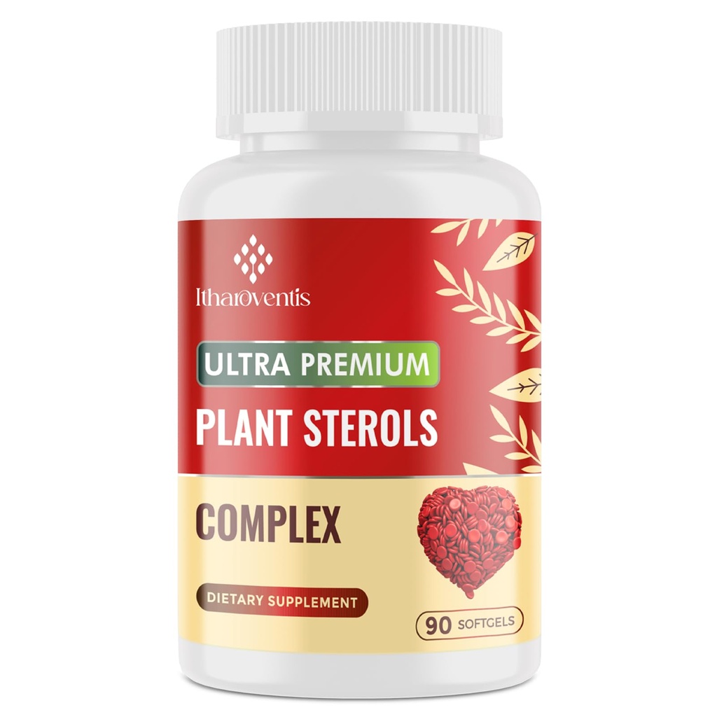 Suplementos de colesterol con Sterols de Planta, Niacina, Levadura Roja, Bérgamo, Omega-3 &amp; Ajo - Absorción Avanzada Fórmula - 90 Softgels