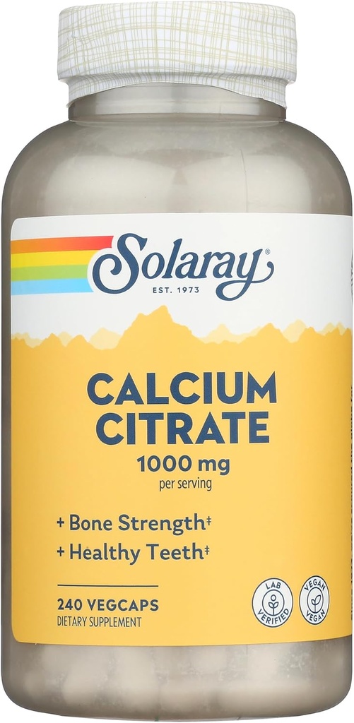 Citrato de Calcio Solaray, 240 caps, 0,75 botella