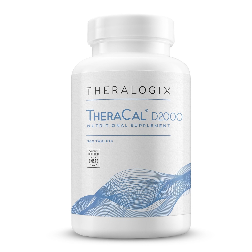 Theralogix TheraCal D2000 - Bone Health Support Supplement with Calcium, Magnesium, Vitamina D3, Vitamina K2 " Boron* - 90-Day Supply - NSF certificado - 360 Tablets