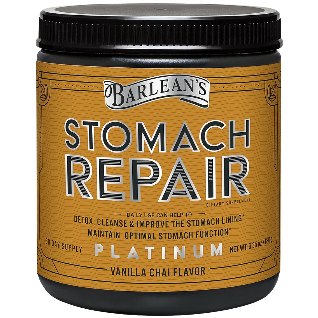 Barlean's Stomach Repair Gut Health Powder Suplemento, Fiber and Digestive Support Suplementos Blend for Detox and Cleanse, Vanilla Chai Drink Mix, 6.35 oz