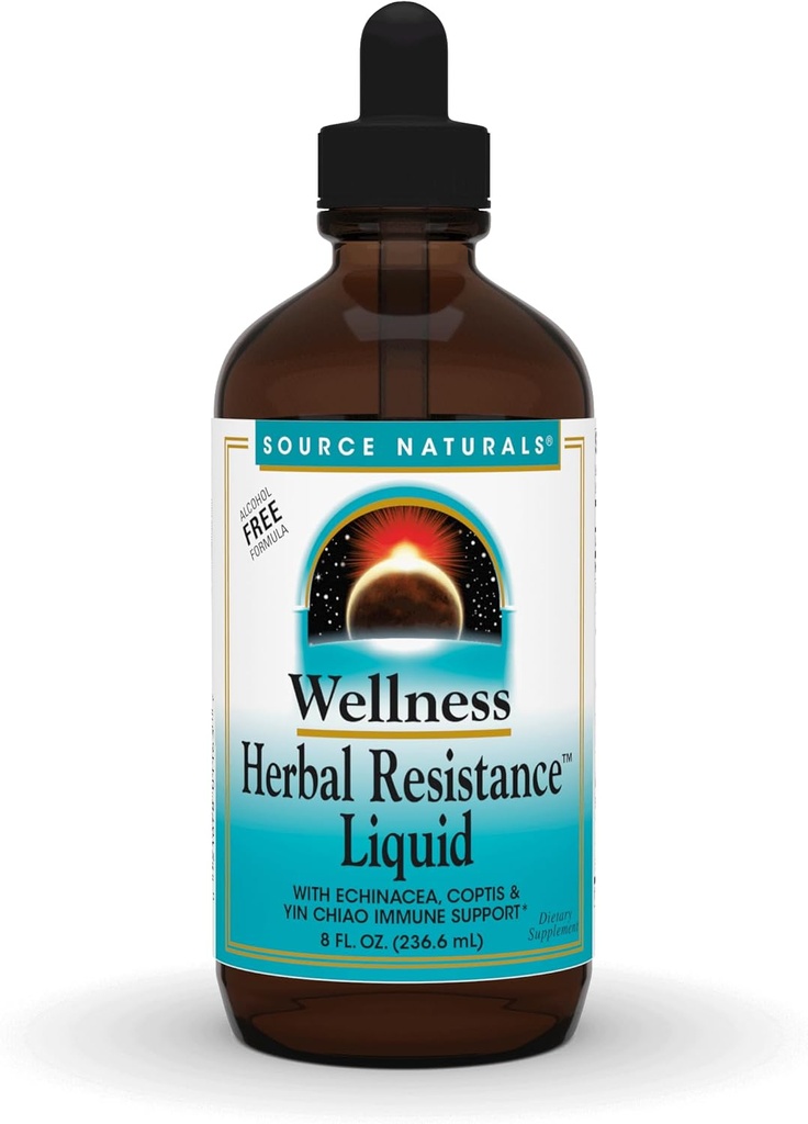 Fuente Natural Wellness Resistencia Herbal Liquid - Sistema Inmune Apoyo con Echinacea, Coptis & Yin Chiao - 8 Fluid oz