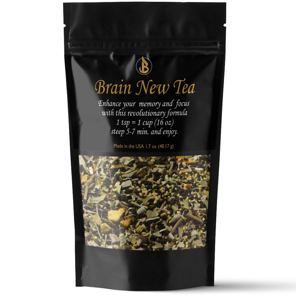 Cerebro Nuevo Té - Claridad mental, Suplementos para Memoria " Fog de memoria, Nootropic, Brain Fog Relief con Bacopa, Yerba Mate, Rhodiola Rosea, Gingko Biloba, Gotu Kola, Reishi.
