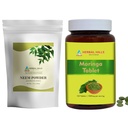 HERBAL HILLS Neem Leaf Powder y Moringa Tablets Shigru Pack de 2 Combo