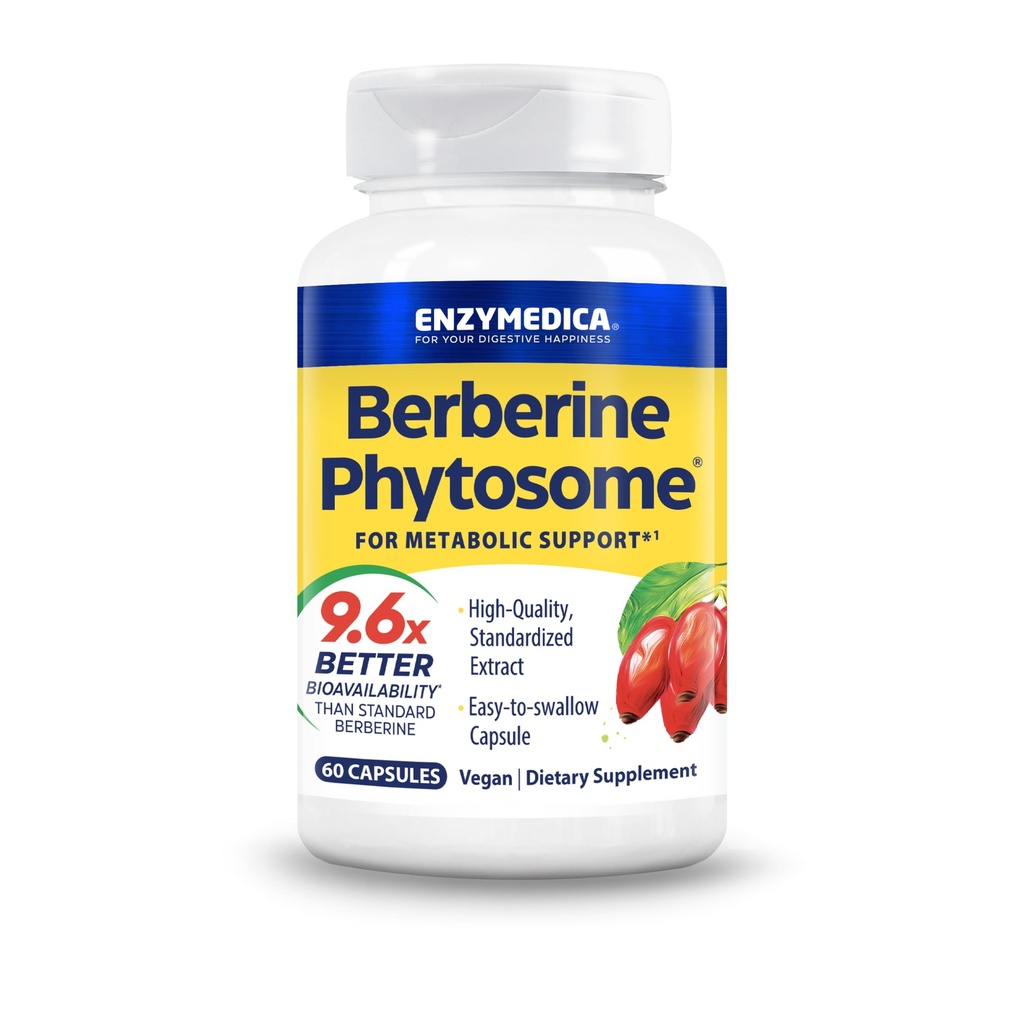 Enzymedica, Fitosome de Berberina, 9.6X Mejor Biodisponibilidad, Suplemento dietético vegano natural de alta potencia para el apoyo metabólico, 60 cápsulas