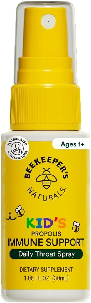 Kids Propolis Throat Spray - Natural Immune Support & Sore Throat Relief - by BEEKEEPER'S NATURALS - Tiene Antioxidantes " Gluten-Free (1,06 oz) Paquete de 1 (Kids)