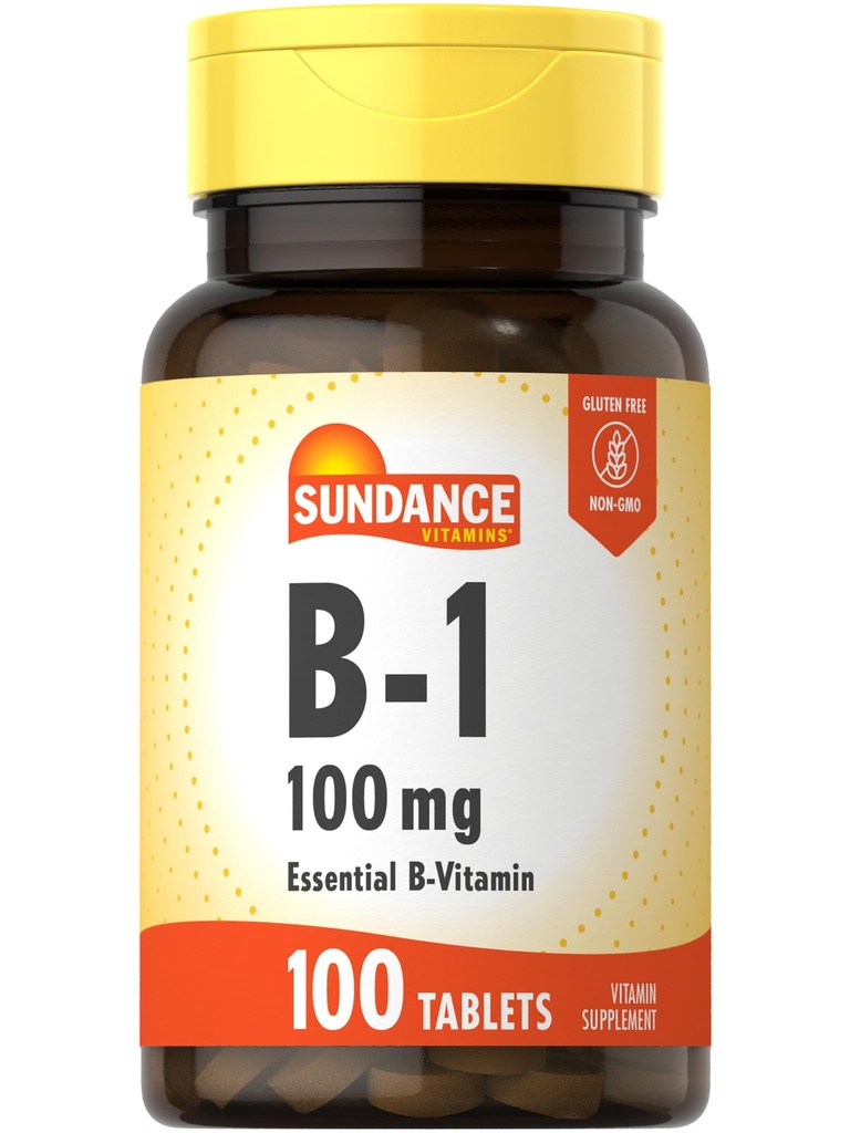 Sundance Vitamina B-1 TEN 100mg TENIDO 100 Tablets TENIDO Suplemento Esencial de Vitamina TENIDO Vegetariano, No GMO, y Fórmula Gratuita