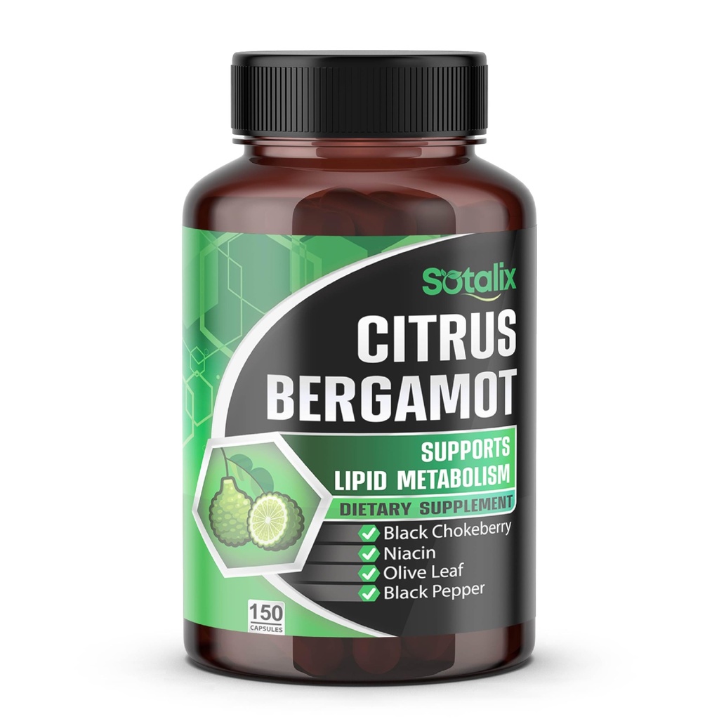 Citrus Premium Bérgamot Suplemento Bérgamo Orgánica con Niacin Hoja de Oliva Negra Pimienta Negra - Corazón " Función Circulatoria Apoyo 150 días Apoyo (150 Conde (Pack 1))
