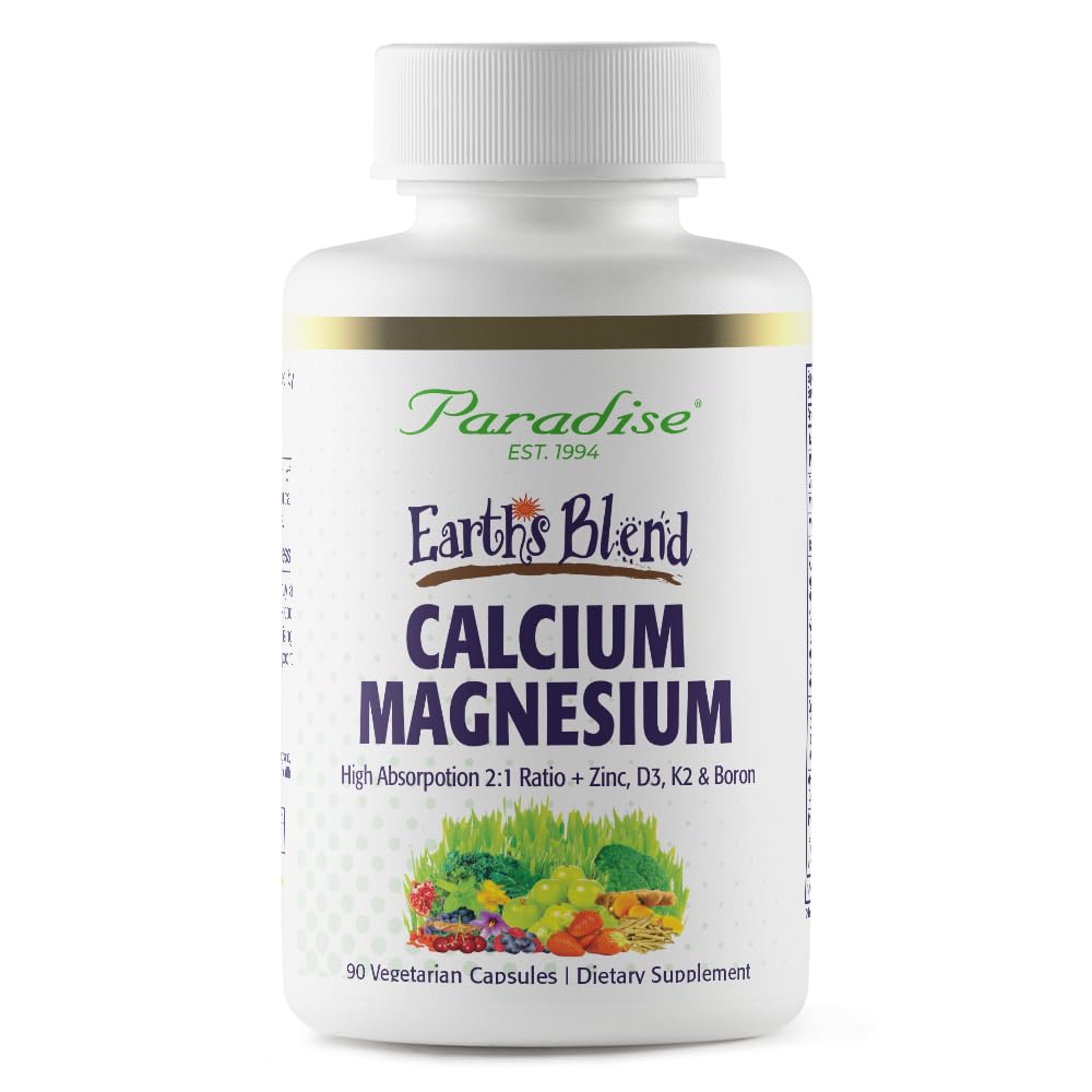 Herbs del Paraíso Magnesio de Calcio Blend de la Tierra + Zinc, D3, K2 &amp; Boron, soporta la salud ósea, Vegan, No GMO, Gluten Gratis, 90 cápsulas vegetarianas