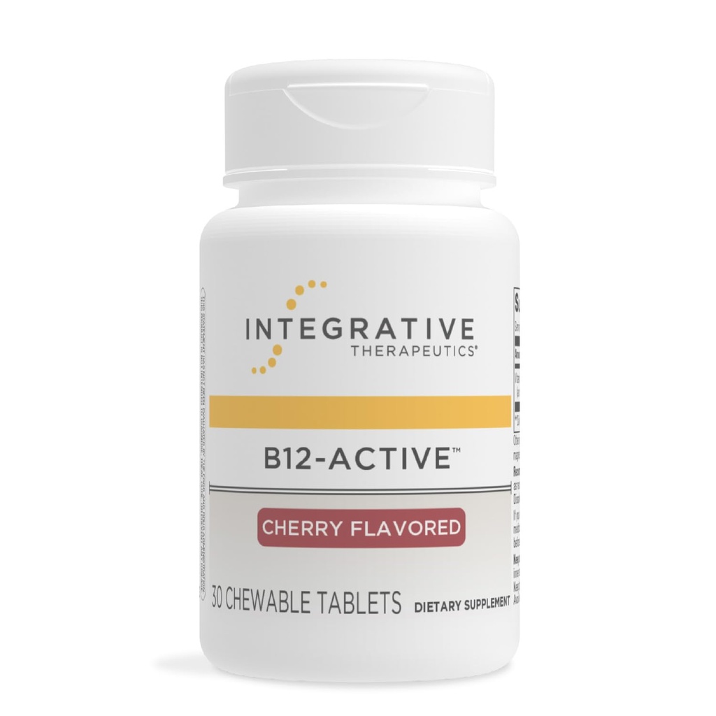 Terapéutica Integrativa B12-Active - B12 Suplemento para el soporte de funciones Nerve* - Soporte Chewable - Dairy, Soy &amp; Gluten-Free - Cherry Flavored, 30 Tablas Chewable (30 Servimientos)