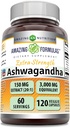 Fórmulas asombrosas Ashwagandha Extracto Suplemento Silencio 150 Mg Extracto (20:1) Silencio Equivalente a 3000 Mg Silencio Veggie Capsules ← Non-GMO TEN Gluten-Free TEN Made in USA (120, Count)
