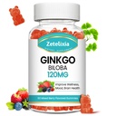 Ginkgo Biloba Gummies for Women and Men, Brain Supplement Mejor Mood and Focus, Vegan Mixed Berry Flavor 60 Count