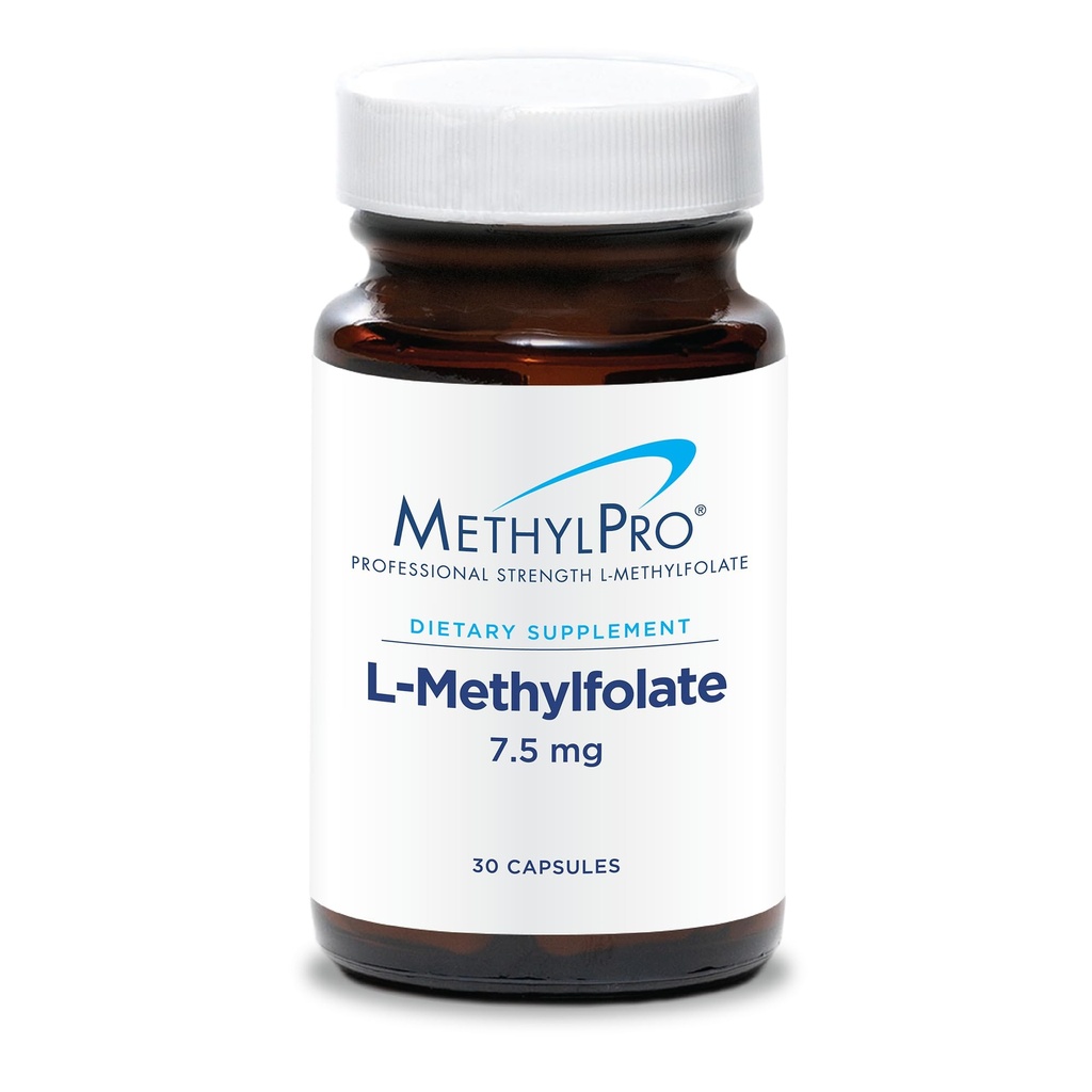 MetilPro L-Methylfolate 7.5 mg - Soporta una mente sana - Folato activo para la metilación Soporte " Reacciones bioquímicas - Dosis flexible altamente biodisponible - 30 Actuaciones - 30 cápsulas
