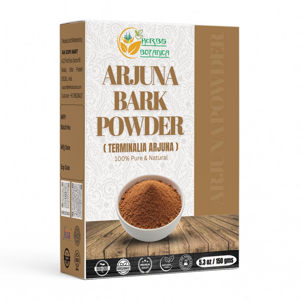 Herbs Botanica Arjuna Powder 100% Pure Arjuna Bark Powder (Arjun Ki Chaal) para Herbal Tea &amp; Wellness – Finely Ground Tree Bark Powder for DIY Use – 5.3 oz Pack