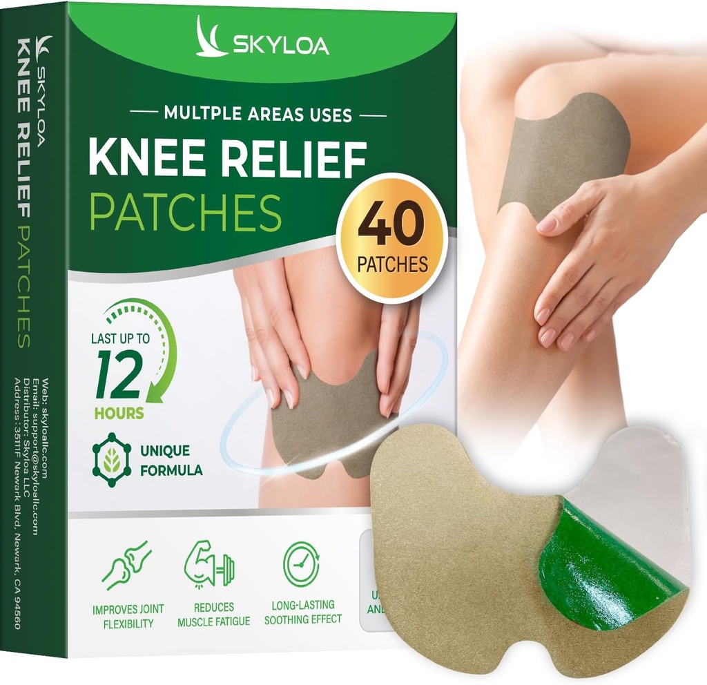 Patches Knee Relief, Patches Knee, Patches de calor para el cuello de hombro de espalda conjunta, Patches herbales para la rodilla, Wormwood Extract Sticker for Knee, Long Lasting Relief for Muscle, Hasta 12 Hrs ← 40 Count