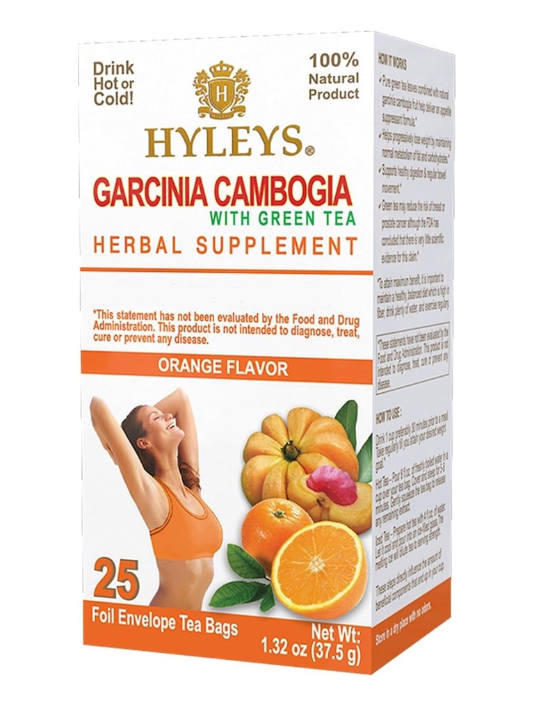 HYLEYS Tea Garcinia Cambogia té verde con sabor a naranja - 25 bolsas de té