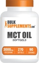 BulkSupplements.com MCT Oil Softgels - Triglicéride de Cadena Media, Suplemento MCT, MCT Oil 3000mg - for Energy Support, Gluten Free, 3 Softgels por Serving, 270 Conde (Pack of 1)