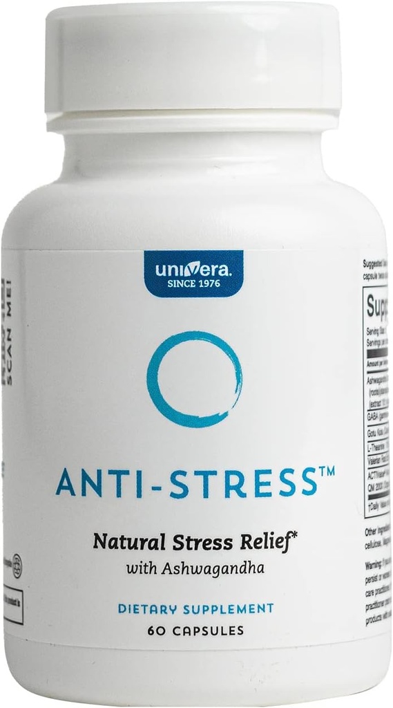 Univera Anti-Stress, Stress Relief Supplement, Ashwagandha, GABA, L-Theanine, " Gotu Kola, 60 Count, Capsules
