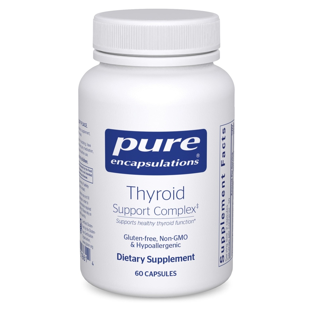Complejo de soporte de tiroides puras encapsulaciones - Apoya la salud tiroidea* - Infusión antioxidante - con Ashwagandha & Iodine - No GMO & Vegetariano - 60 cápsulas