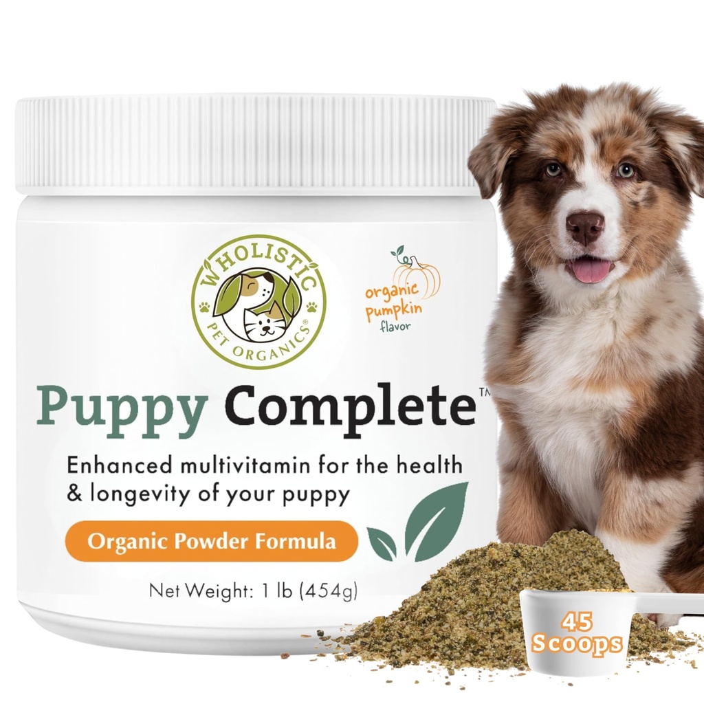 Wholistic Pet Organics Puppy Complete - Dog Multivitamin Powder - 1 Lb - Daily Dog Vitamins &amp; Suplementos para Homemade Food - Immune System, Skin, Coat &amp; Global Health - Small and Large Breed Puppies