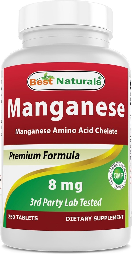 Best Naturals Manganese (Manganese Amino Acido Chelate) 8 mg- 250 Tablets