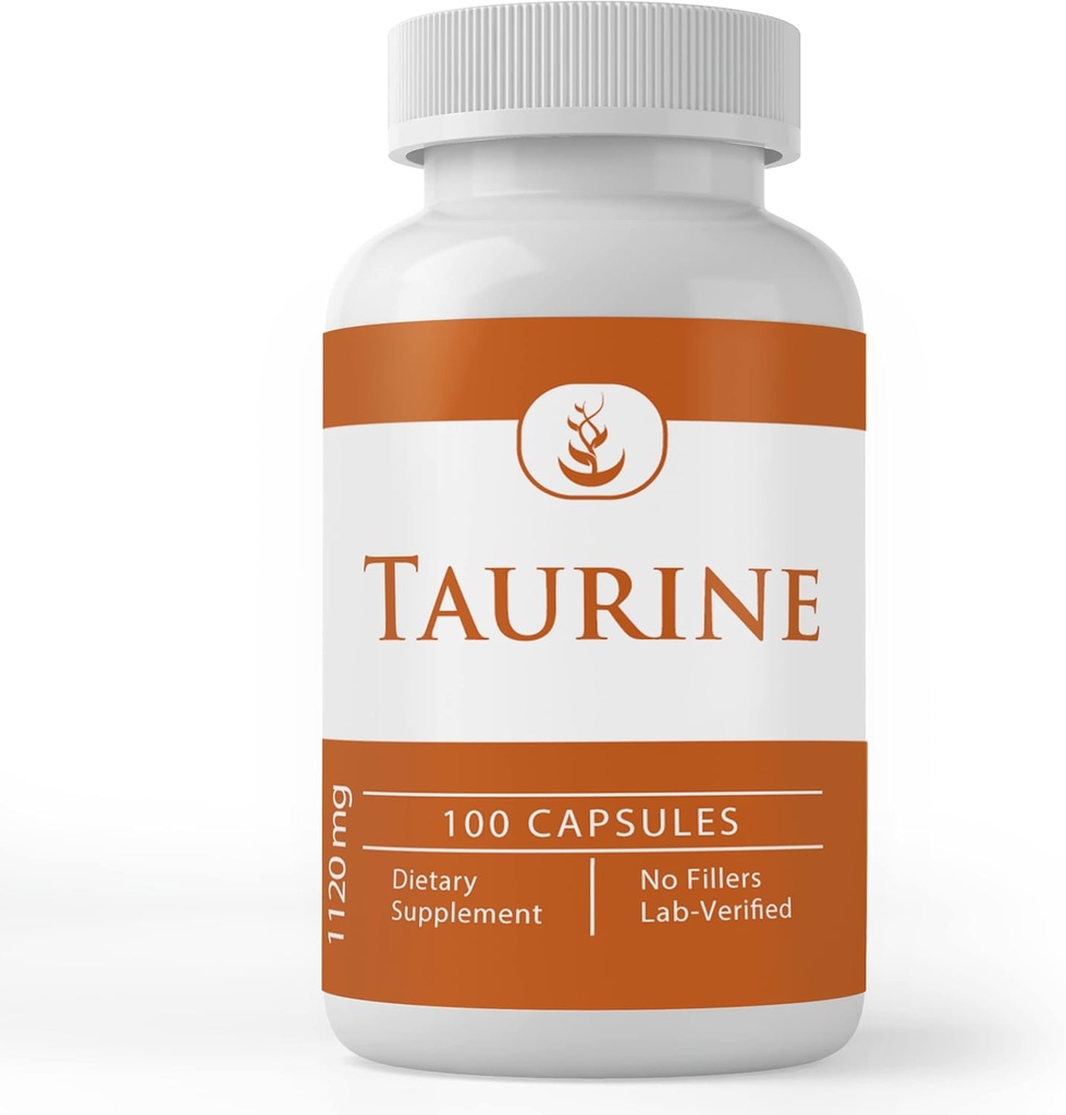 Ingredientes originales puros Taurine, (100 capsules) 100% puro, sin aditivos ni artillerías, Lab Verified