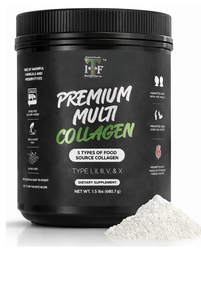 Multi Collagen Peptides Powder Unflavored - 5 Types Multi Collagen Complex (I, II, III, V, X) - Grass Fed Hydrolyzed Powder Collagen for Hair, Skin, Nails, Joints & Gut Health - 30 Servings
