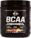 PMD Sports BCAA Charged Delicious Amino Amino Acid Drink Mix for Performance and Recovery - Increment Muscle Function for Workout and Daily Energy - Sour Peach Ring (30 Servings)