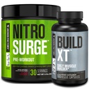 Jacked Factory Nitrosurge Pre-Workout en Black Cherry &amp; Build XT Muscle Building Bundle for Men &amp; Women