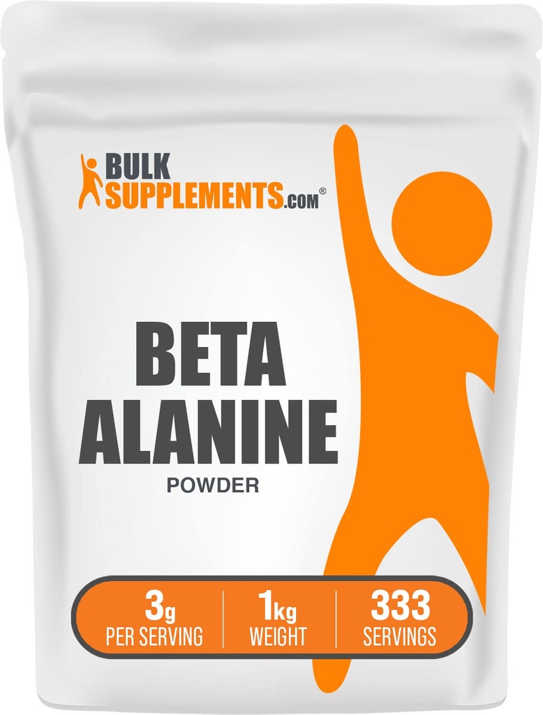 BulkSupplements.com Beta Alanine Powder - Beta-Alanine Supplement, Pre-Workout Supplement - Unflavored & Gluten Free, 3g per Serving, 1kg (2,2 libras) (Pack of 1)