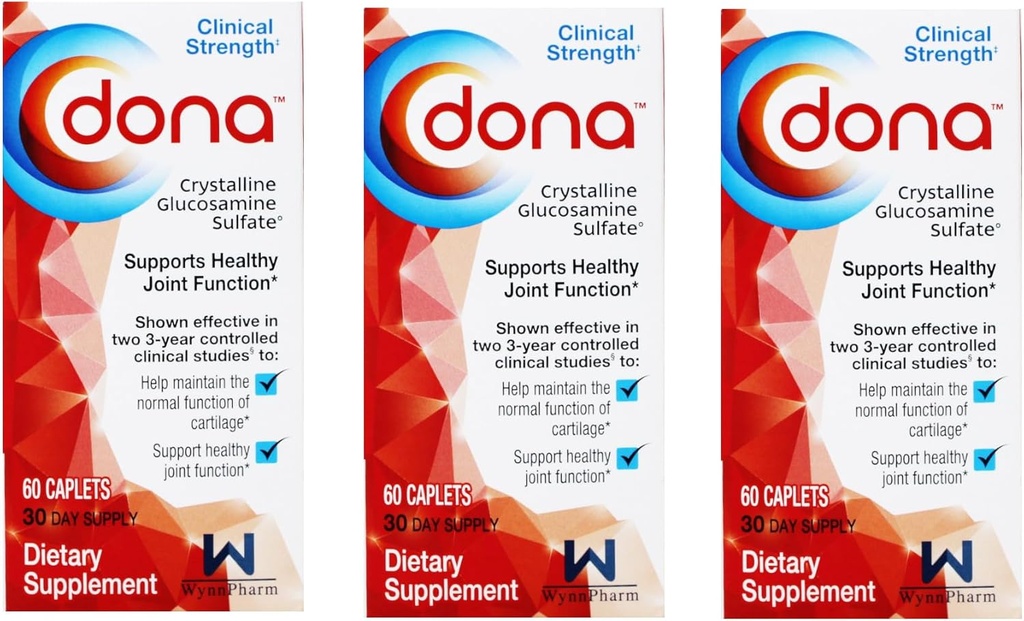 DONA Crystalline Glucosamine Sulfate 60 caplets (3 Pack)F
