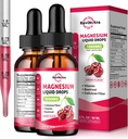 2 Pack Magnesio Glycinate Liquid Drops, 1000 mg de Magnesium Glycinate, Taurate & Citrate Liquid Drops for Bone, Sleep, Calm, Muscle, Energy & Relax, High Absorption, Sugar-Free Cherry Flavor