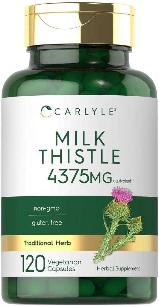 Carlyle Milk Thistle Suplemento Silencio 120 Capsules ← High Potency Extract ← Vegetarian, Non-GMO, Gluten Free