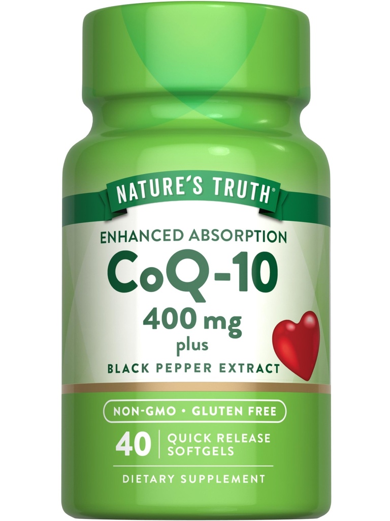 La verdad de la naturaleza CoQ10 400mg ← Softgels Ø Maximum Strength TEN High Absorption ← Non-GMO &amp; Gluten Free Supplement
