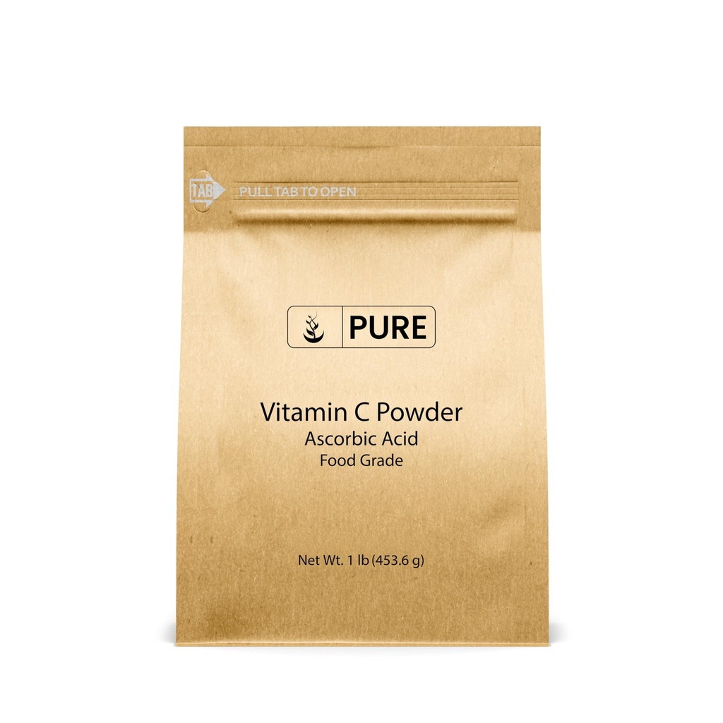 PURE ORIGINAL INGREDIENTES Vitamina C Polvo (1 lb) Ácido ascórbico, No GMO, Suplemento dietético