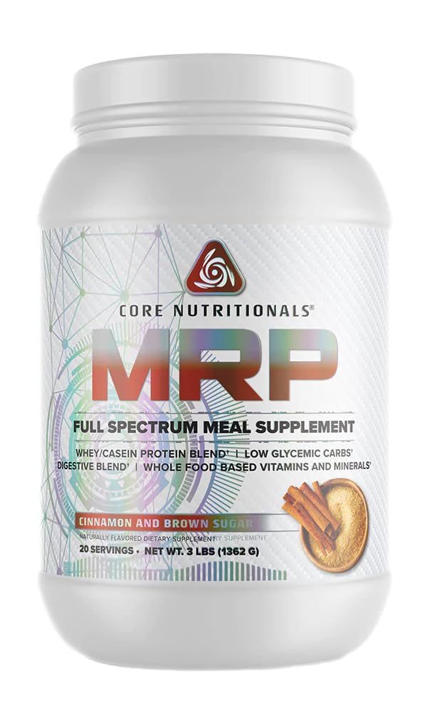 Nutriciones básicas Platino MRP Reemplazo completo de la comida del espectro, liberación sostenida para todo el día Aminoácidos Soporte, 27G Proteína, 20 Servimientos (Cinnamon y azúcar marrón)