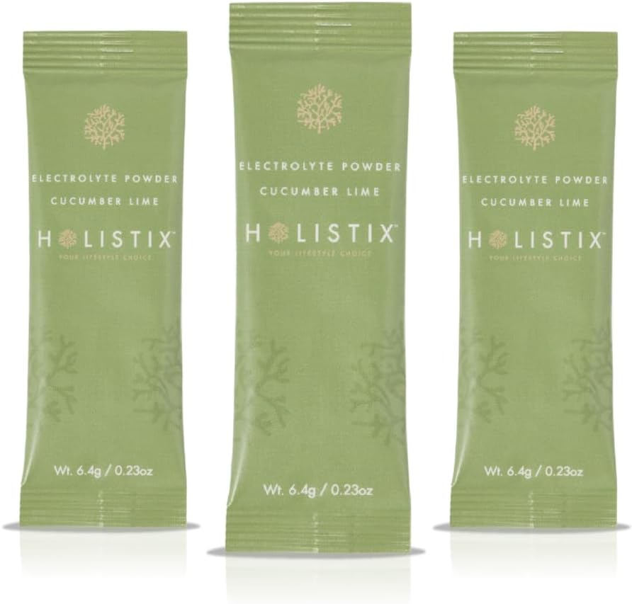 Holistix Electrolyte Powder: Zero Sugar Hydration ← Enhanced with Icelandic Marine Algae Silencio Natural Flavors  Keto & Paleo Friendly ← 12 Stick Packs(Cucumber-Lime)