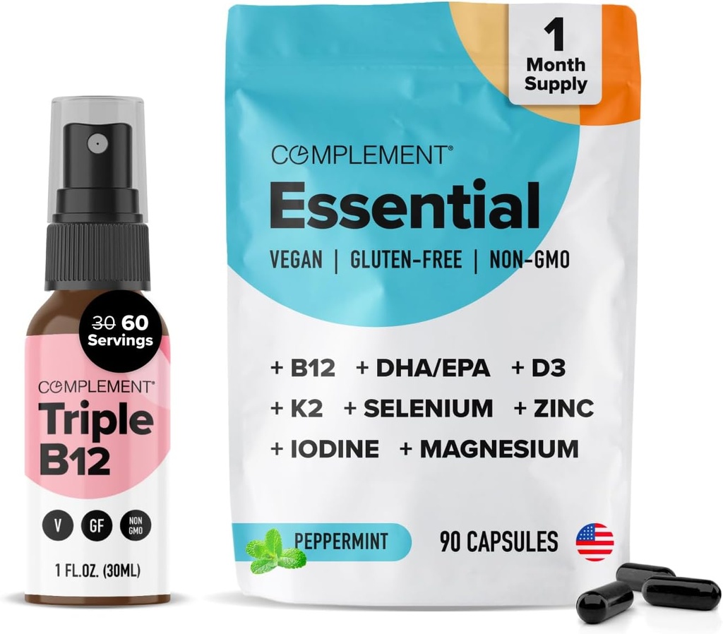 Complemento Esencial Vegan Multivitamina & Triple B12 Spray Bundle – Soporte nutricional integral para las dietas basadas en plantas
