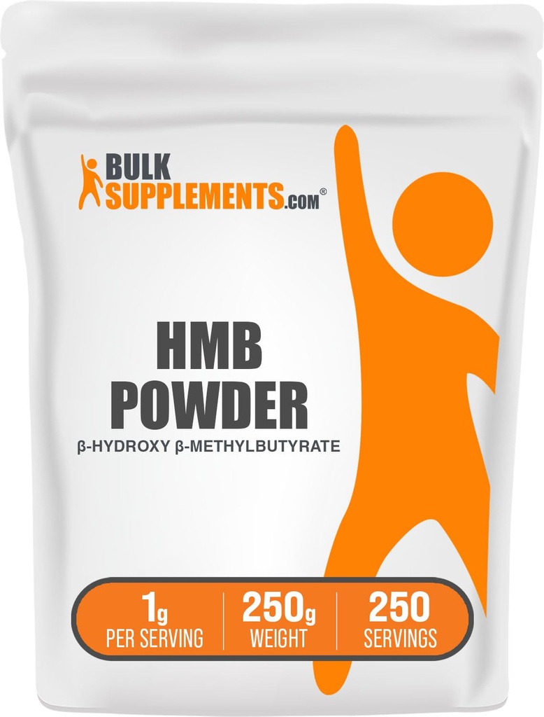 BulkSupplements.com HMB Powder - Beta-Hydroxy Beta-Methylbutyrate, Calcium HMB Suplemento - Gluten Gratis - 1g por Serving, 250g (8.8 oz) (Pack of 1)