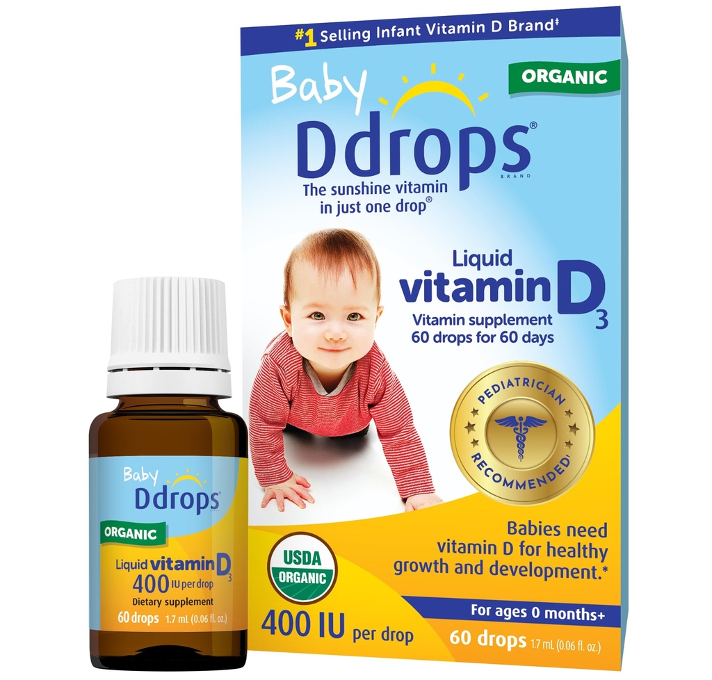 Ddrops Baby 400 IU, Vitamina D, 60 gotas 1.7mL (0.06 Fl. Oz (Pack of 1))
