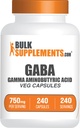 BulkSupplements.com Gamma Aminobutyric Acid Capsules - Suplemento GABA, GABA 750mg - Vegan & Gluten Free, 1 Cápsula por servicio, 240 Conde (Pack of 1)