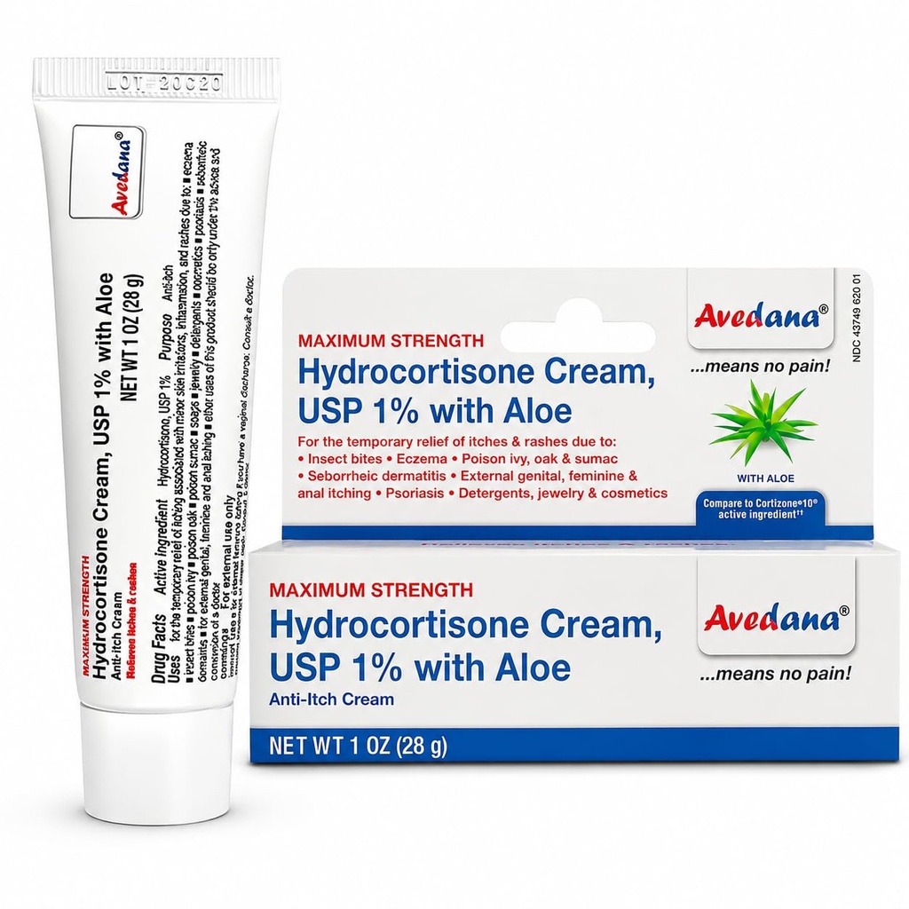 Crema de hidrocortisona – 1 Unce Eczema Crema con Aloe Vera – Premium Anti Itch Cream Extra Strength – Ideal para Rashes, Itchiness, Insect Bites, Dermatitis, Detergents, Jewelry