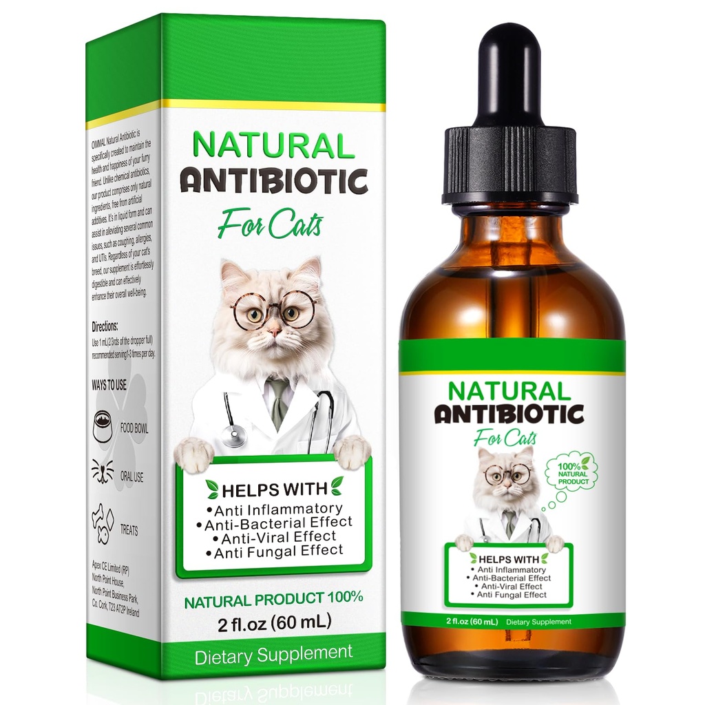 VOSIFSDIY Cat Antibiotics, Antibiotics for Cats, Natural Cat Antibiotics Multivitamin Herbal Supplements 60ml