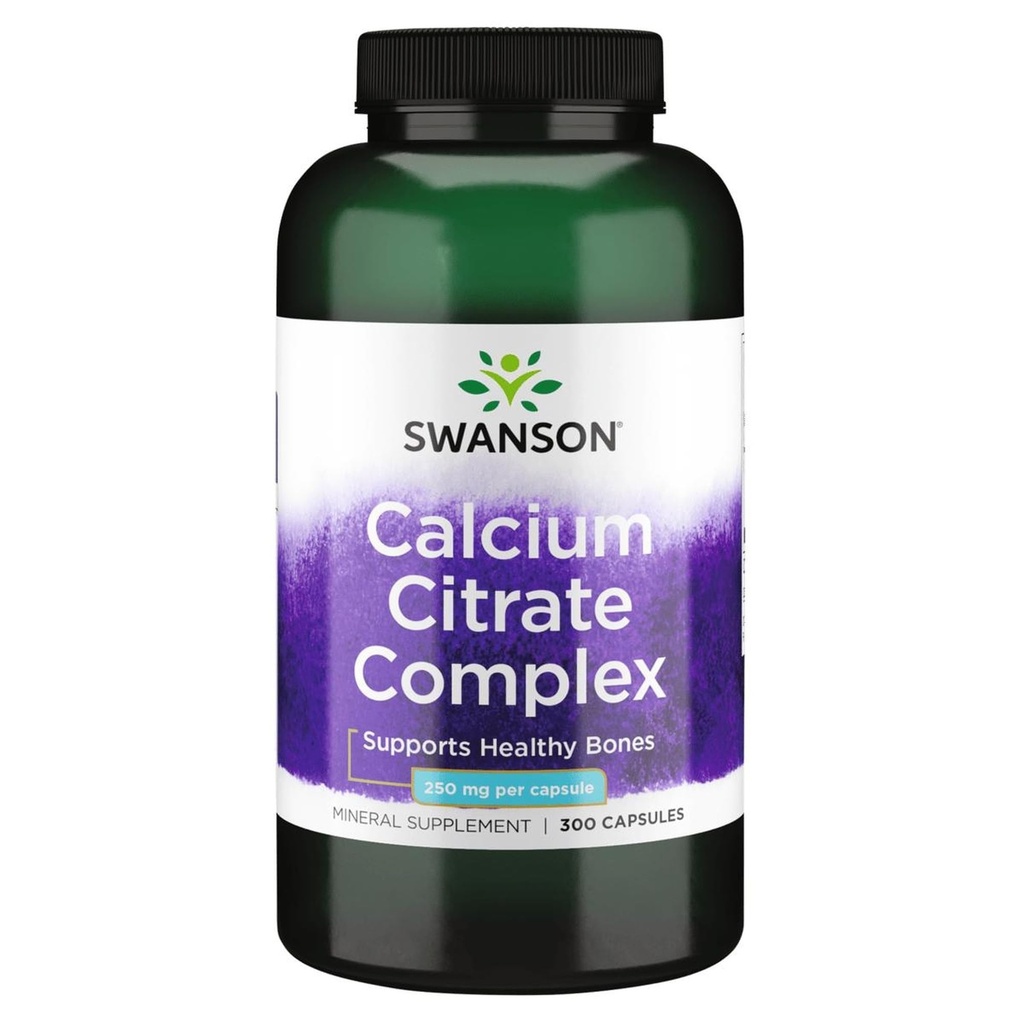 Swanson Calcium Citrate Complejo Muscle Bone Health Soporte Mineral Suplemento 300 cápsulas
