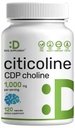 Citicoline CDP Choline, 1000mg Por Serving, 120 cápsulas – Suplementos de Choline Extra Strength – Propiedades de vitamina B Nootrópica – promueve la salud cerebral, la memoria, " Focus – Non-GMO