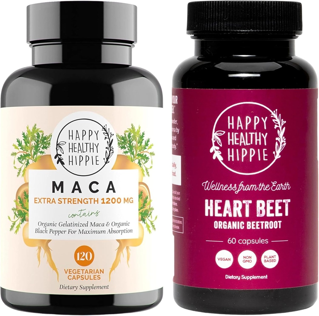 Happy Healthy Hippie Beetroot Capsules & Organic Maca Energy Pills " Libido Enhancer