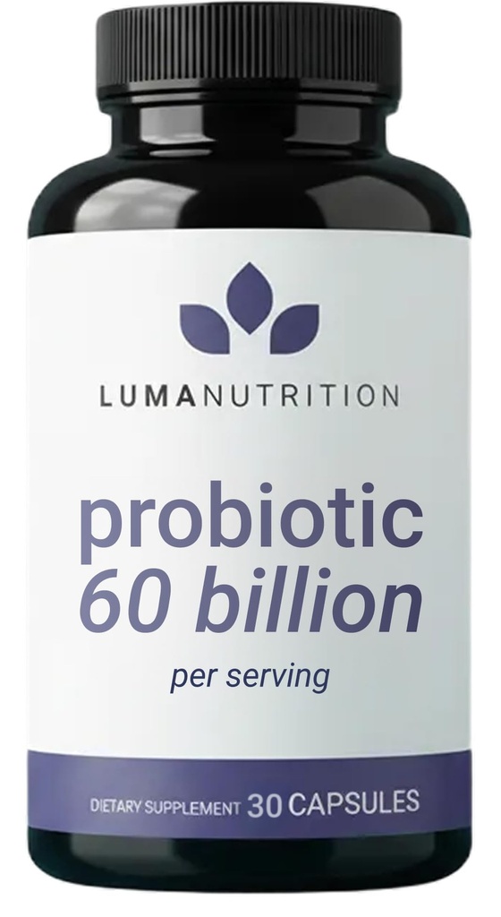 Probióticos de Luma Nutrición 60 Billones CFU con Prebióticos - Probióticos para Mujeres y Hombres - Formulado para Salud Enzima Digestiva - Vegan &amp; Gluten-Free - 60 cápsulas
