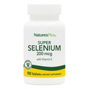 NaturesPlus Super Complejo de Selenio - 200 mcg, 90 Tabletas Vegetarianas - Suplemento Mineral Esencial con Vitamina E - Promueve Tiroides Saludable - Antioxidante - Sin gluten - 90 Servimientos